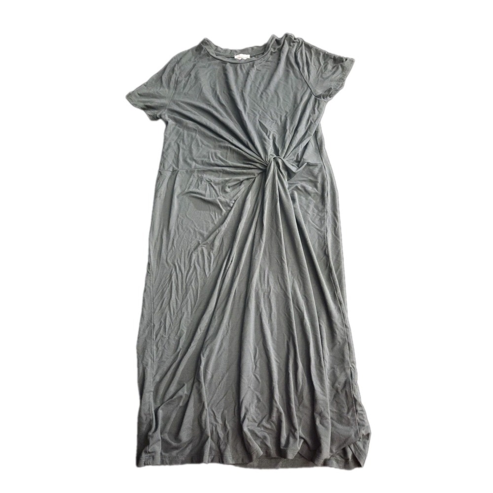 Evergreen Knot Front Tunic Dress Women's Size Medium Twist Waist Casual
